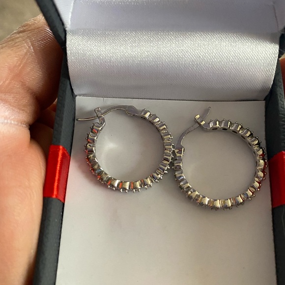 Lab Created White Sapphire Earrings - Picture 5 of 7